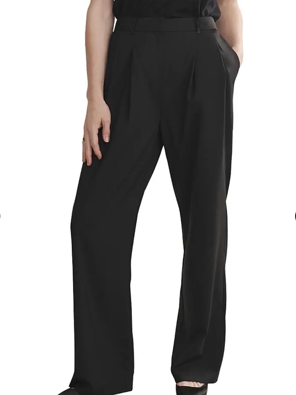 Jenni Kayne Black Wide-Leg High-Rise Trousers